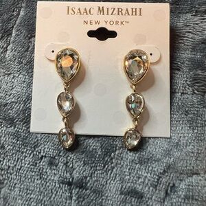Isaac Mizrahi Gold and Crystal Drop Earrings